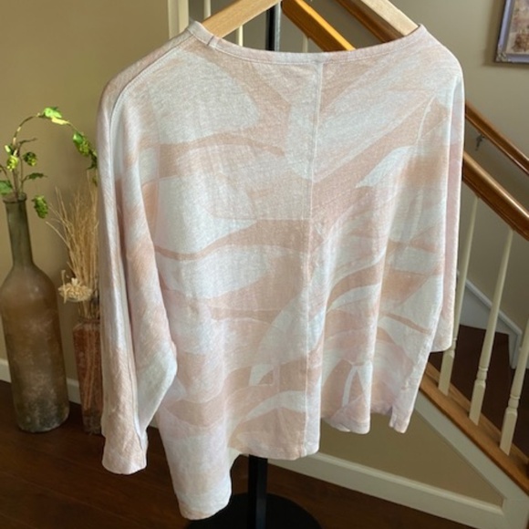 Poetry Linen Cropped Top 3/4 Sleeve Boat Neck Lightweight Size 8 - Picture 3 of 11